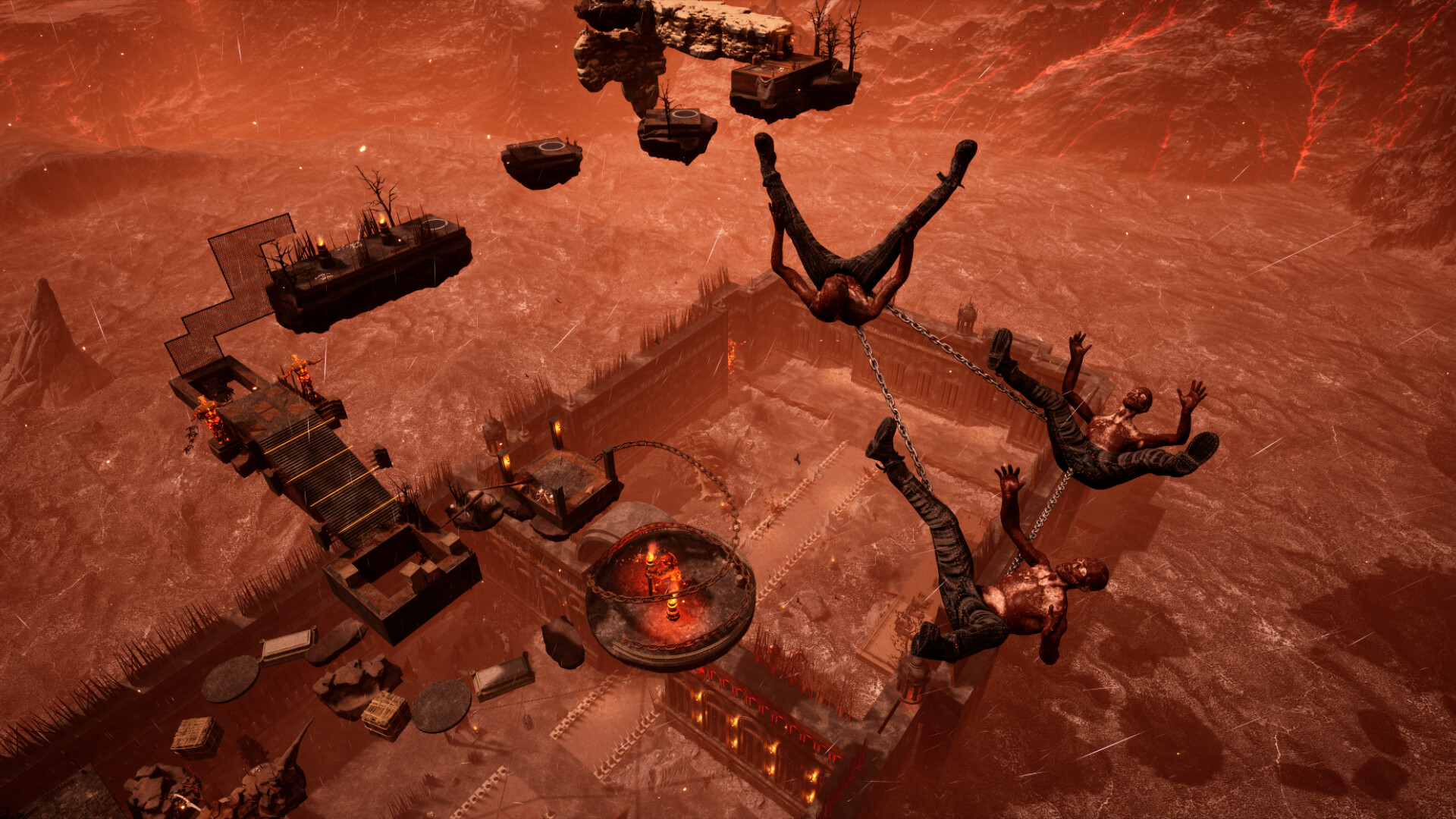 Chained souls escaping from hell